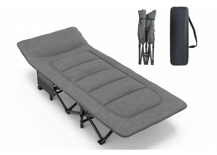 Туристична похідна розкладачка з вбудованим матрацом LEOBRO Grey (LB-CC-K1-GRY)