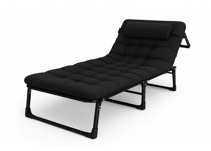 Розкладне ліжко (розкладачка) з матрацом і подушкою LEOBRO Black (LB-FB-A1-BLK)