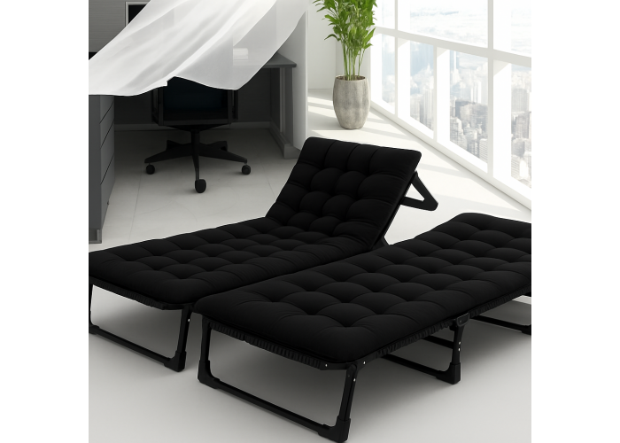 Розкладне ліжко (розкладачка) з матрацом і подушкою LEOBRO Black (LB-FB-A1-BLK)