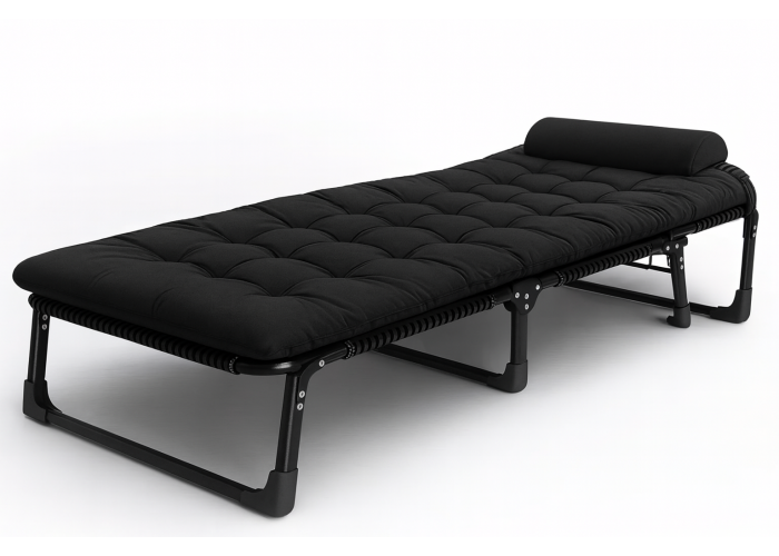 Розкладне ліжко (розкладачка) з матрацом і подушкою LEOBRO Black (LB-FB-A1-BLK)