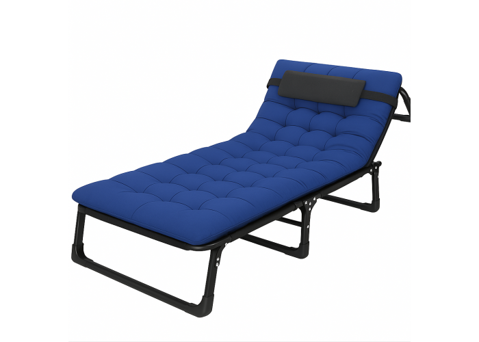 Розкладне ліжко (розкладачка) з матрацом і подушкою LEOBRO Blue (LB-FB-A1-BLU)