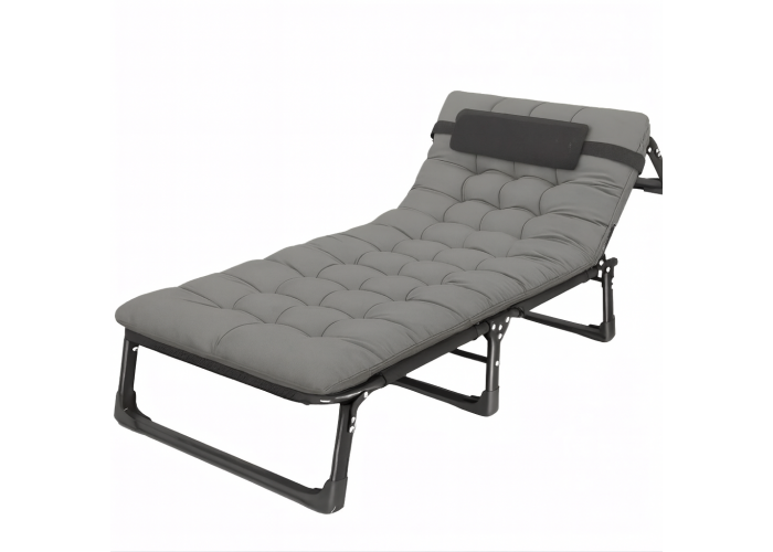 Розкладне ліжко (розкладачка) з матрацом і подушкою LEOBRO Grey (LB-FB-A1-GRY)