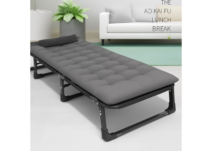 Розкладне ліжко (розкладачка) з матрацом і подушкою LEOBRO Grey (LB-FB-A1-GRY)