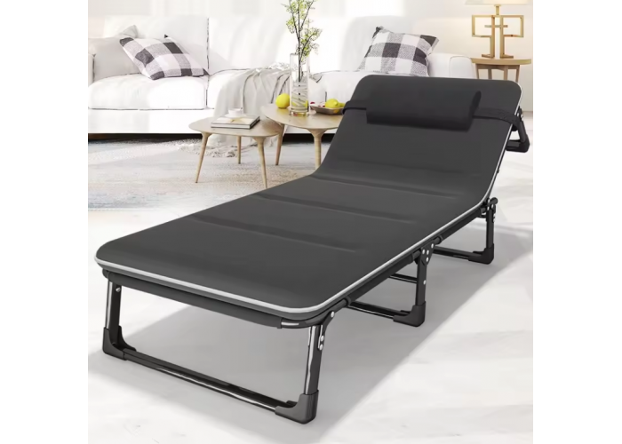 Розкладне ліжко (розкладачка) з Mesh-матрацом і подушкою LEOBRO Black (LB-FB-A2-BLK)
