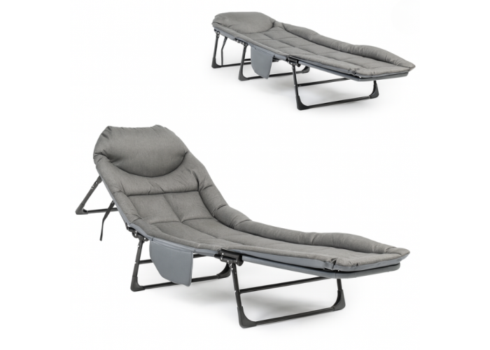 Розкладне ліжко (розкладачка) з вбудованим матрацом LEOBRO Grey (LB-FB-M1-GRY)