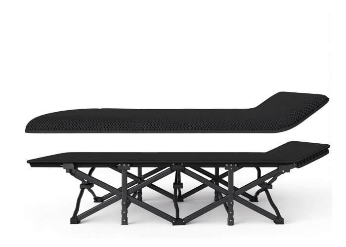 Туристична похідна розкладачка з Mesh-матрацом LEOBRO Black (LB-CC-L1-BLK)