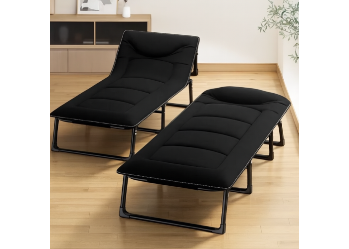 Розкладне ліжко (розкладачка) з вбудованим матрацом LEOBRO Black (LB-FB-S1-BLK)