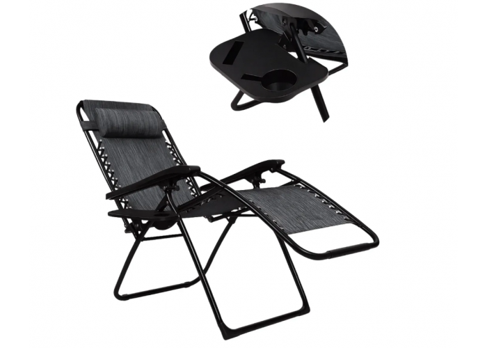 Комплект із 2 шезлонгів і столу 95х55х50 см Zero Gravity LEOBRO (LB-ZGC-F1-DGR-FT-A2)