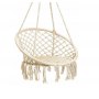 Садова гойдалка гніздо плетена підвісна FUN FIT Кремова кругла для дітей 110 см