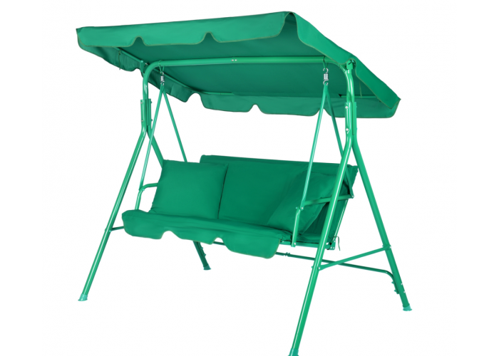 Гойдалки тримісні садові FUNFIT Relax Green з навісом для дому