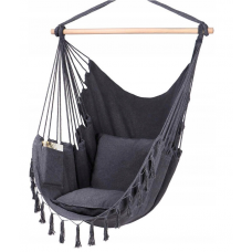 Крісло гамак садовий підвісний FUNFIT Premium Curved Style Чорний Бразильський сидячий з подушками 150 кг