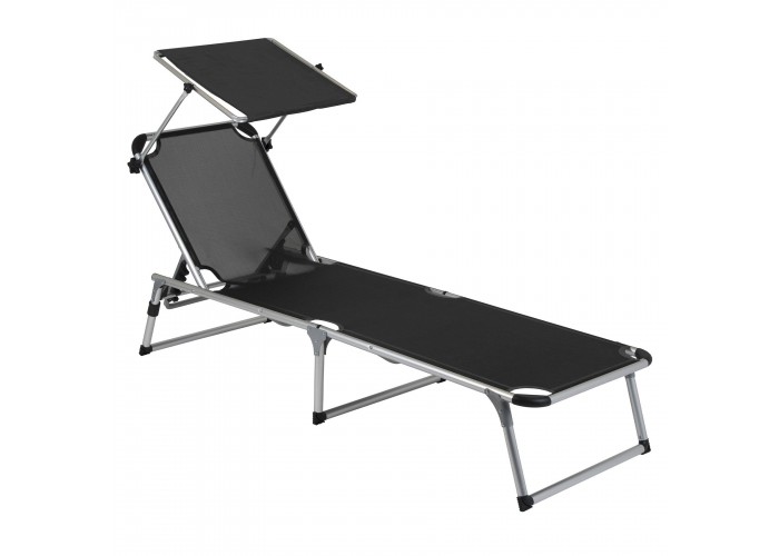 Ліжко розкладне Bo-Camp Sun Lounger With Sunscreen 5 Positions Black (1304460)