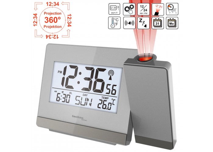Годинник проекційний Technoline WT538 Silver/Anthracite (WT538)