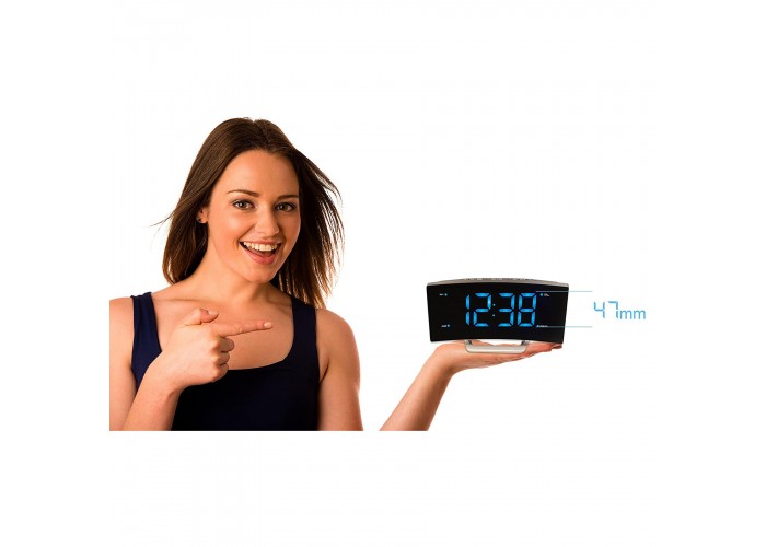 Годинник настільний з радіо Technoline WT460 Blue LED Black/Silver (WT460 blaue LED)