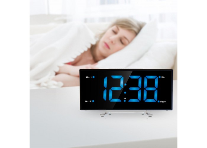 Годинник настільний з радіо Technoline WT460 Blue LED Black/Silver (WT460 blaue LED)