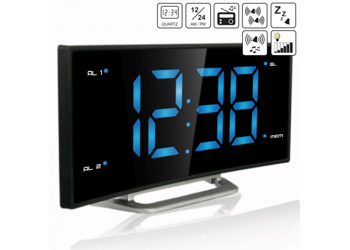 Годинник настільний з радіо Technoline WT460 Blue LED Black/Silver (WT460 blaue LED)