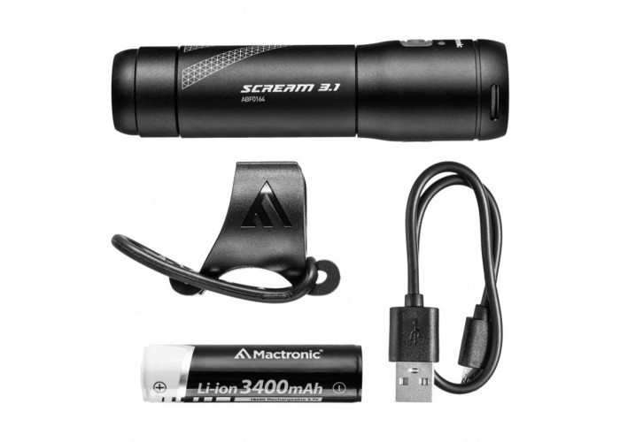Ліхтар велосипедний передній Mactronic Scream 3.1 (1000 Lm) USB Rechargeable (ABF0164)