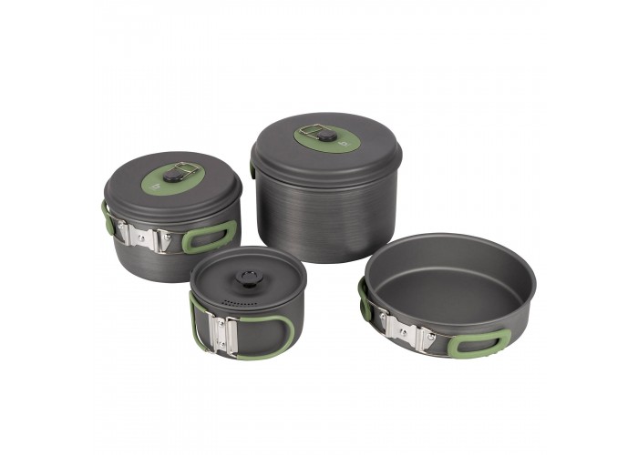 Набір посуду Bo-Camp Explorer 4 Pieces Hard Anodized Grey/Green (2200244)