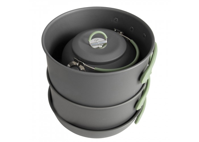 Набір посуду Bo-Camp Explorer XL 4 Pieces Hard Anodized Grey/Green (2200249)