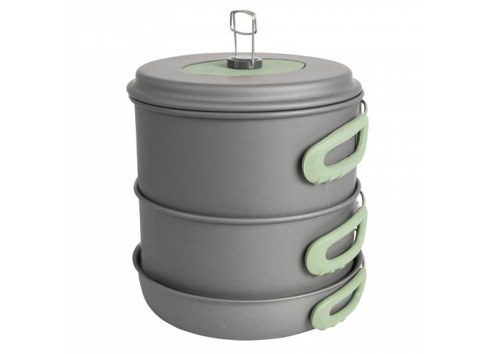 Набір посуду Bo-Camp Explorer XL 4 Pieces Hard Anodized Grey/Green (2200249)