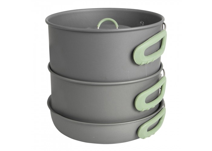 Набір посуду Bo-Camp Explorer XL 4 Pieces Hard Anodized Grey/Green (2200249)