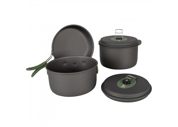 Набір посуду Bo-Camp Explorer 3 Pieces Hard Anodized Grey/Green (2200239)