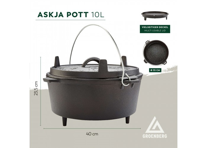Казан з кришкою Groenberg Askja Pot 33 cm / 10 L Black (266018)