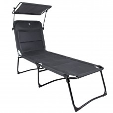 Ліжко розкладне Bo-Camp Sun Lounger With Sunscreen 5 Positions Grey (1304492)