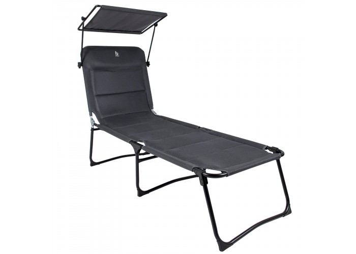 Ліжко розкладне Bo-Camp Sun Lounger With Sunscreen 5 Positions Grey (1304492)