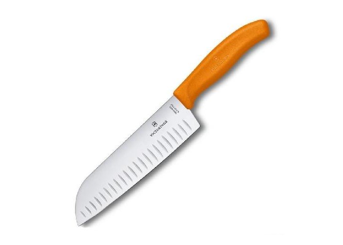 Ніж кухонний Victorinox SwissClassic Santoku 17 см в блістері помаранчевий (Vx68526.17L9B)