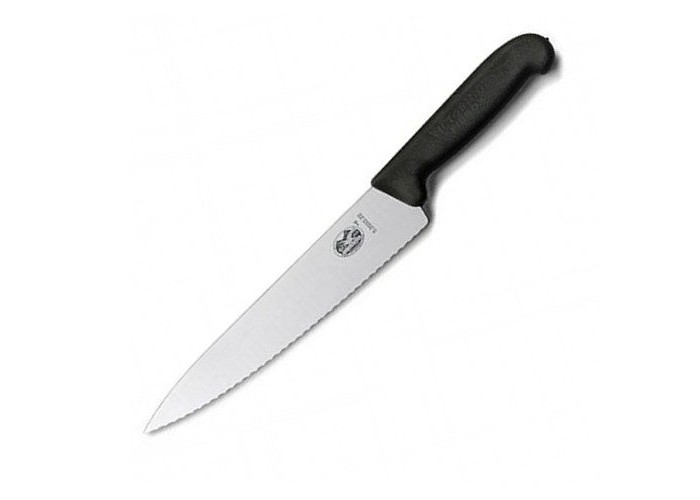Ніж кухонний Victorinox Fibrox Carving обробний 19 см чорний серрейтор (Vx52033.19)