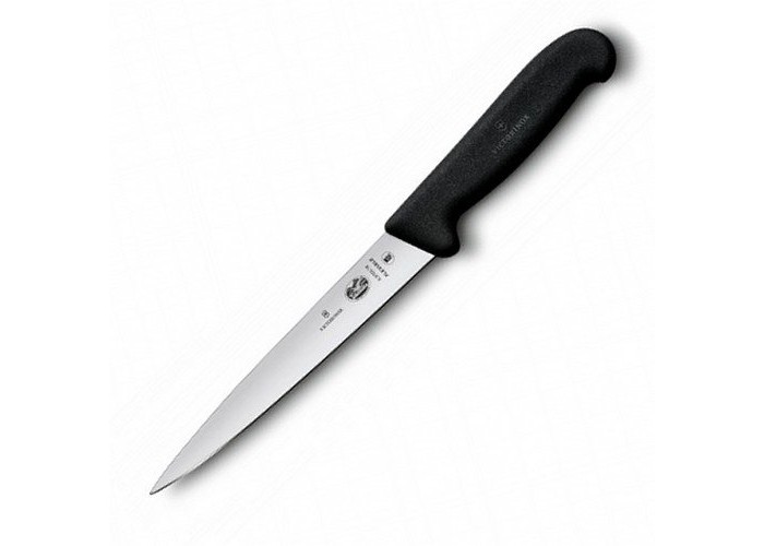 Ніж кухонний Victorinox Fibrox Filleting Flex філейний 18 см чорний (Vx53703.18)