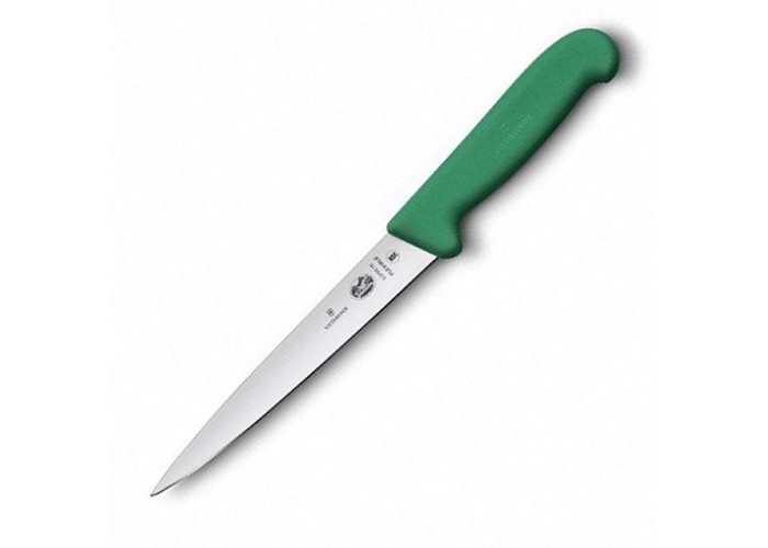 Ніж кухонний Victorinox Fibrox Filleting Flex філейний 18 см зелений (Vx53704.18)