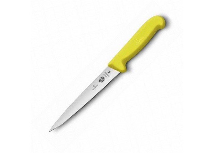 Ніж кухонний Victorinox Fibrox Filleting Flex філейний 18 см жовтий (Vx53708.18)