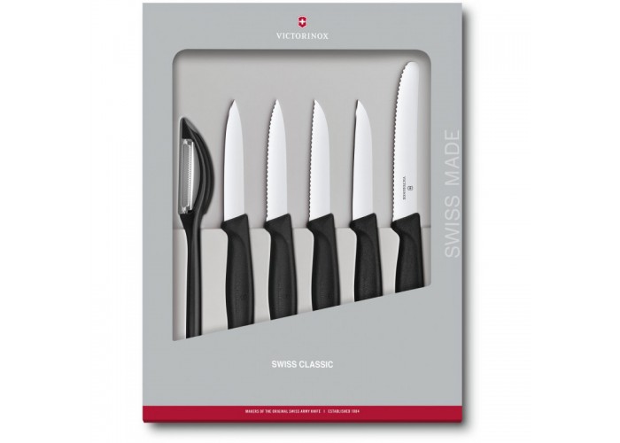 Набор кухонный Victorinox SwissClassic Paring Set 6шт с черн. ручкой (5 ножей, овощечистка) (GB)