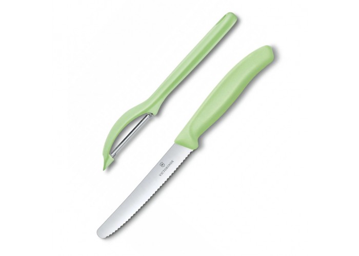 Набор кухонный Victorinox SwissClassic Paring Set 2шт с св.зел. ручкой (нож, овощечистка Universal) (GB)