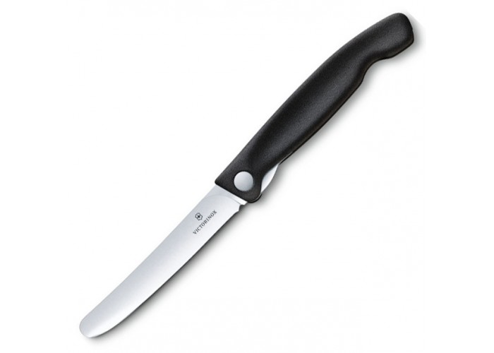 Кухонный нож Victorinox SwissClassic Foldable Paring 11см закругл.нос, с черн. ручкой (блистер)