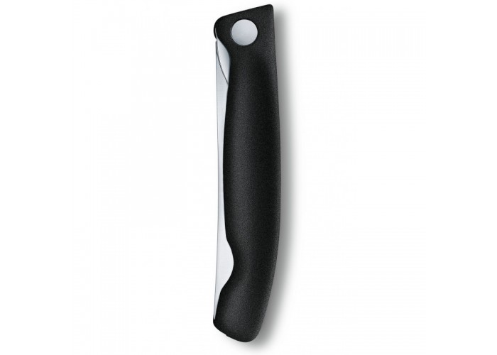 Кухонный нож Victorinox SwissClassic Foldable Paring 11см закругл.нос, волн. с черн. ручкой (блистер)