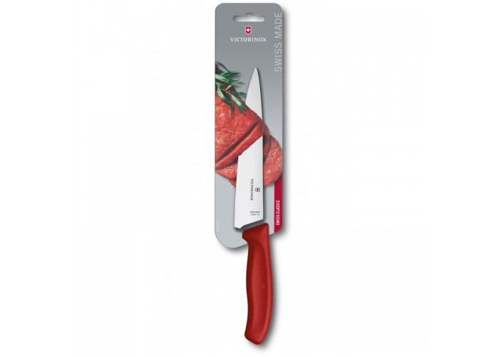 Кухонный нож Victorinox SwissClassic Carving 19см с крас. ручкой (блистер)