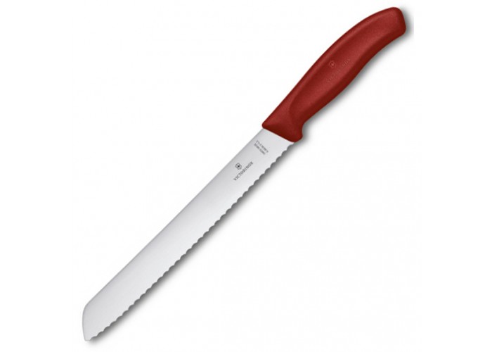 Кухонный нож Victorinox SwissClassic Bread 21см волн. для хлеба с крас. ручкой (блистер)