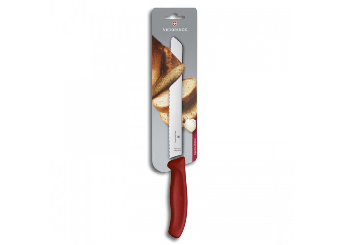 Кухонный нож Victorinox SwissClassic Bread 21см волн. для хлеба с крас. ручкой (блистер)