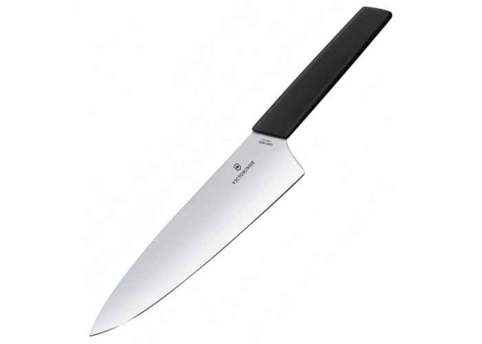 ДубльКухонный нож Victorinox Swiss Modern Carving 20см широк. с черн. ручкой (блистер)