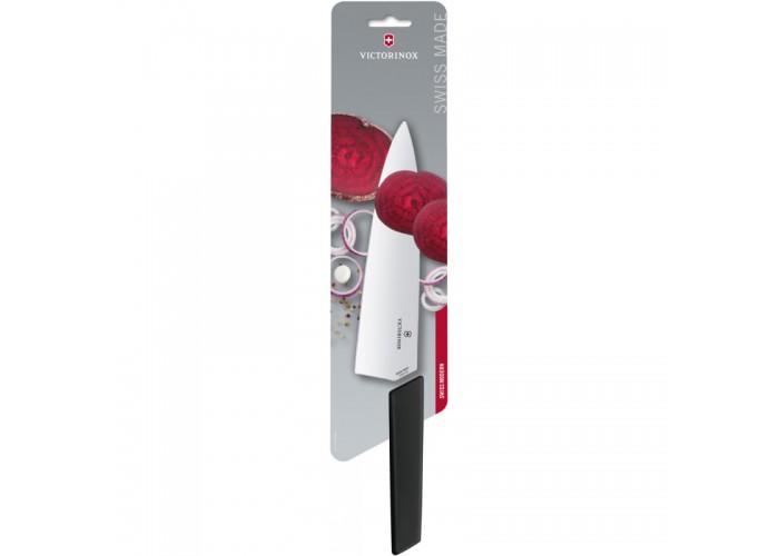 ДубльКухонный нож Victorinox Swiss Modern Carving 20см широк. с черн. ручкой (блистер)