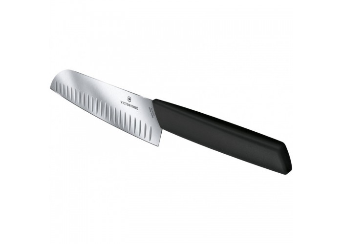 ДубльКухонный нож Victorinox Swiss Modern Santoku 17см рифл. с черн. ручкой (блистер)
