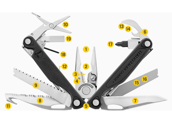 Мультиінструмент Leatherman CHARGE PLUS, шкіряний чохол, карт. кор., метрич. біти