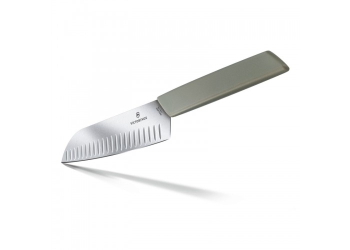 Кухонный нож Swiss Modern Santoku  17см рифл. с зел. ручкой (блистер)
