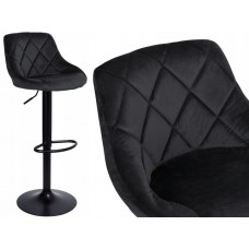 Барний стілець зі спинкою Bonro B-074 велюр чорне з чорною основою