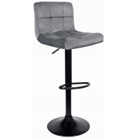 Барний стілець зі спинкою Bonro B-0106 велюр сірий з чорною основою