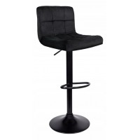 Барний стілець зі спинкою Bonro B-0106 велюр чорний з чорною основою