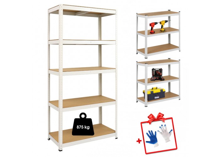 Стелаж металевий 180x90x40 Siker GoodTool P9040 білий 5 полиць